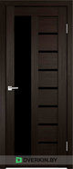 Межкомнатная дверь Porta P23, цвет Орех макадамия, стекло Лакобель чёрное