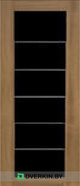 Межкомнатная дверь Porta P32, цвет Дуб скальный, стекло Лакобель чёрное