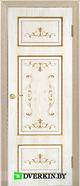 Межкомнатная дверь Лоренцо Geona Premium, цвет Белый с Золотой патиной