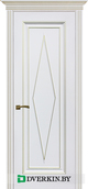 Межкомнатная дверь Рикардо 1 Geona Premium-Renessans, цвет Софт айс с Золотой патиной по контуру
