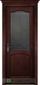 Межкомнатная дверь ОКА из массива сосны Лео ДО Махагон с карнизом