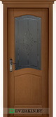 Межкомнатная дверь ОКА из массива сосны Лео ДО Мёд с карнизом
